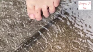 bare foot in the rain, walking, stomping, foot fetish - glimpseofme