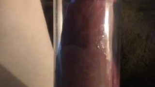 watch me almost fill a 12 inch cock pump with my big fat cock