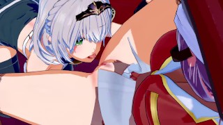 Hololive - Houshou Marine X Shirogane Noel Yuri 3D Hentai