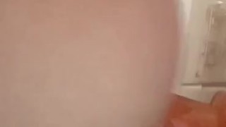 Femboy ride dildo in public toilet.