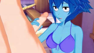 Lapis Lazuli sucking dick and using a toy. Cums in her mouth.