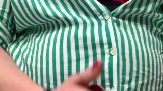 Trans girl jerks off in bathroom and cums into hand 