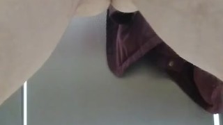 Quick public restroom bathroom piss pee mature milf BBW belly pierced tattoos