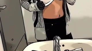 Cartoon Animated Version: Mommy Shark at work sext me a cartoon of her flashing her right breast 