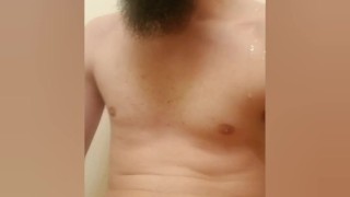 Bearded bad boy jacks off for you and moans