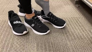PUBLICLY TRYING ON SHOES IN TARGET