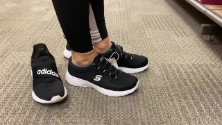 PUBLICLY TRYING ON SHOES IN TARGET
