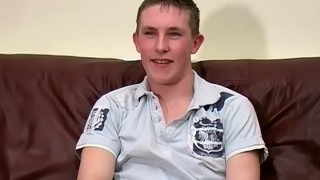 Smooth young UK amateur Simon masturbates after interview
