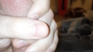 Jerking off after work while my parents are in the next room with nice cumshot