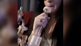 Smoking Dabs in lingerie