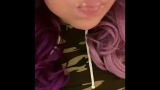 Eating my homemade burger mouth POV 