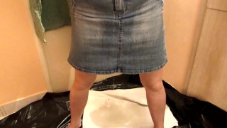 PISSING MY SEXY PANTIES AND NEW JEANS SKIRT