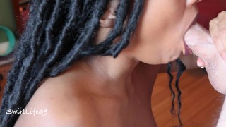 4K Sexy Black Tinder Date Deepthroats My Dick For Dessert