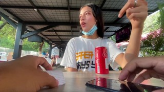 I love the reaction of my girlfriend using her toy in public // lovense lush control