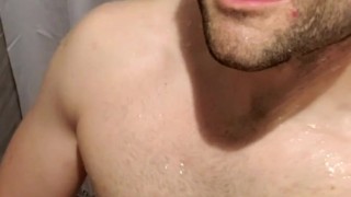 Francis Dick Stroking Big Uncut Dick in Gym Shower 