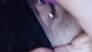 Pierced babe masturbating and squirting