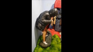 Cum on the hood of my down jacket