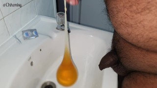 Filling Up A Condom With Hot Piss