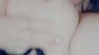 Playing with my big tits for daddy