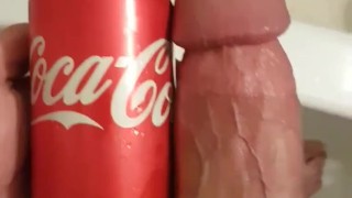  Big cock vs cola can...size comparison!!