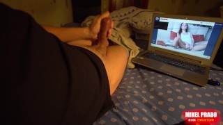 A beautiful girl undresses and masturbates with me in a video chat - I finish in half a minute