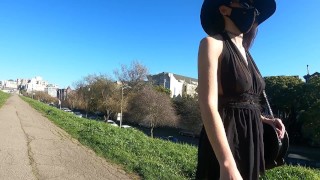 Teaser - Skimpy Black Sheer Dress for a Lovely Day at the Park