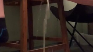 Quick pee outside on a chair