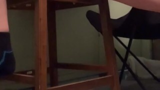 Quick pee outside on a chair