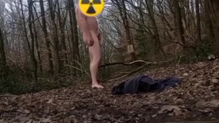 Naked in forest and on trail