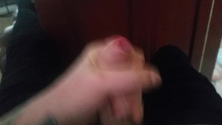 Wanking a big hard dick