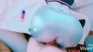 Clover Shea Fucks her Big Silicone Ass in Shiny leggings and cums on panties 