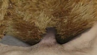 Fucking my best friend teddy bear in his tight ass without a condom (turn up the volume)