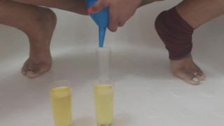 Pissing in shot glasses