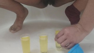 Pissing in shot glasses