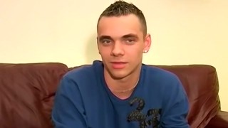 Horny British twink Mike masturbates his cock in kinky solo