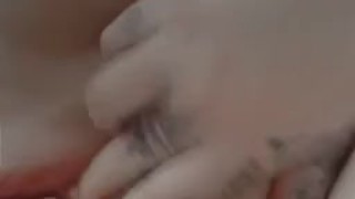 BBW teases her wet shaved pussy