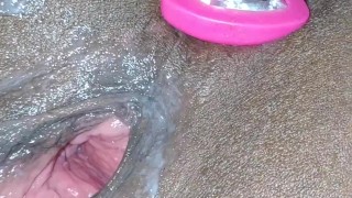Toying My Creamy Juicy Pussy W/ 12" Double Dong W/ Jewel Hearted Hot Pink Anal Plug In My Tight Ass