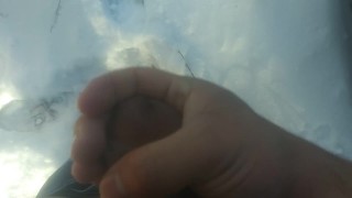 man moaning in the mountains masturbating