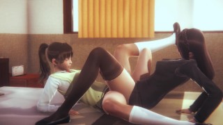 teacher and school girl scissor
