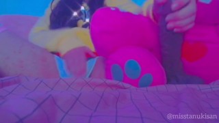 Amateur asian teen 18 masturb with her plushie and gives him a handjob uncensored BBC big dildo