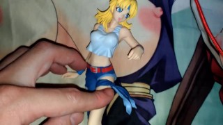 ジーパンタンクトップのスパロボリューネ・ゾルダークのフィギュアに大量ぶっかけオナニー
