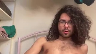 Hairy Otter boy eating own precum and cuming a thick load