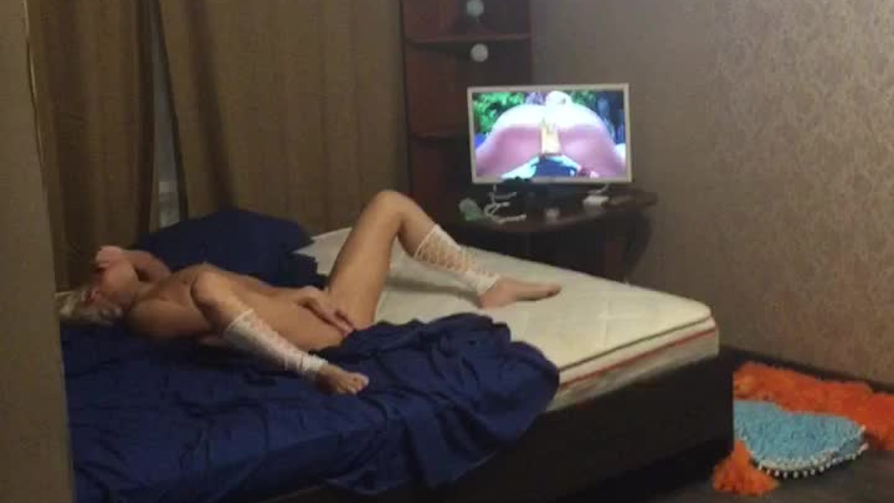 A guy came home and caught me masturbating with a huge dildo under porn and  filmed this beauty on ca