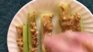 CUM SHOT Jacking with Peanut Butter FOOD FETISH Ants on a Log