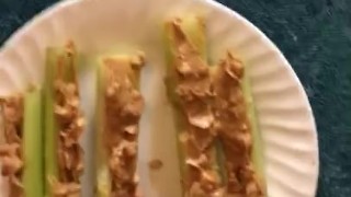 CUM SHOT Jacking with Peanut Butter FOOD FETISH Ants on a Log