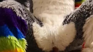 Wolf riding bad dragon dildo with huge cumshot at the end