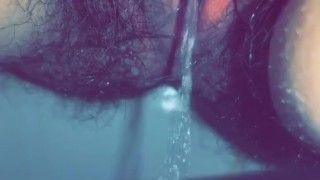 Hairy Pussy Pees in Toilet
