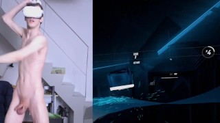 playing beat saber naked