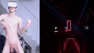 playing beat saber naked