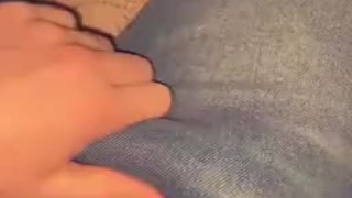 My hard cock while having jeans on, big bulge 